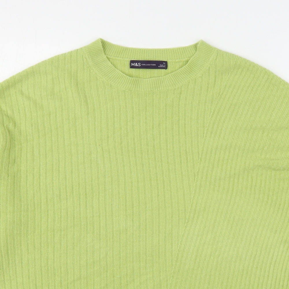Marks and Spencer Womens Green Round Neck  Acrylic Pullover Jumper Size 12