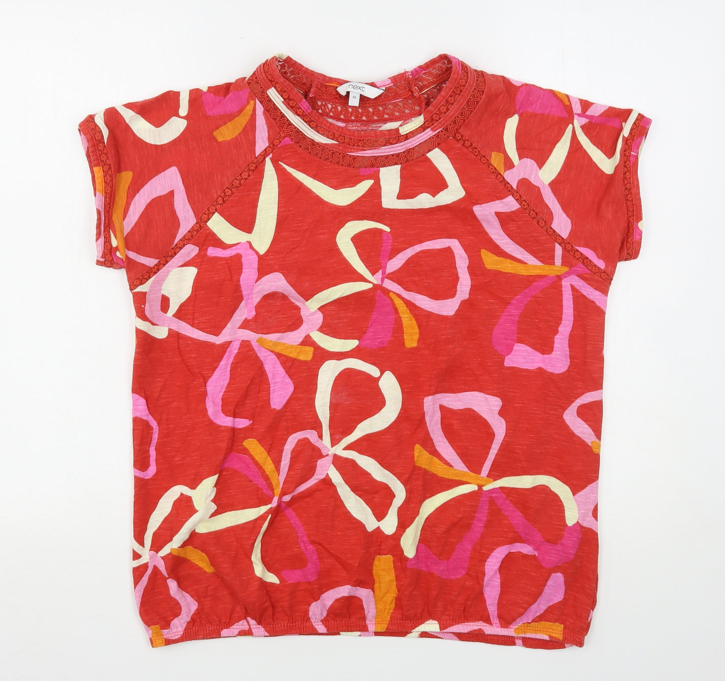 NEXT Womens Multicoloured Floral Cotton Basic T-Shirt Size 14 Round Neck