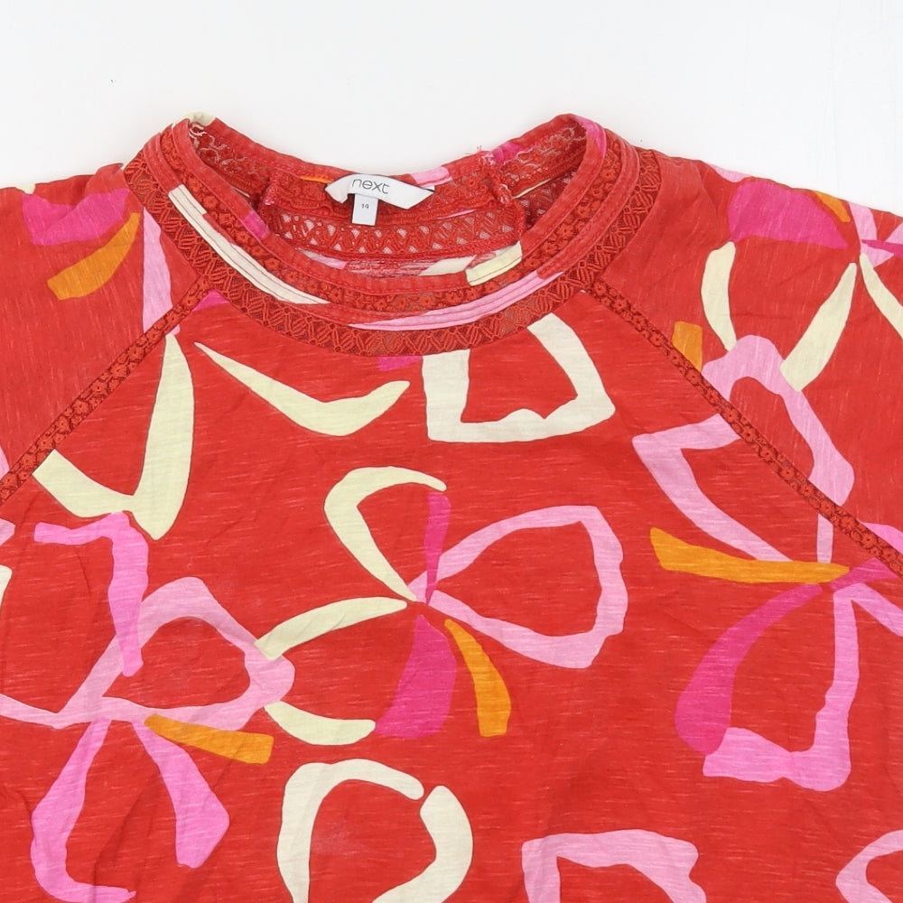 NEXT Womens Multicoloured Floral Cotton Basic T-Shirt Size 14 Round Neck