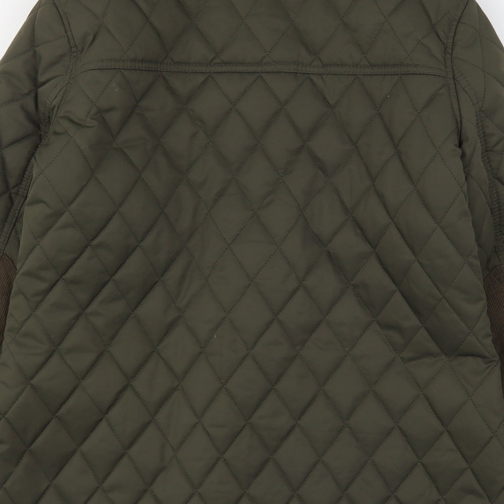 Denim & Co. Womens Green   Quilted Jacket Size 16  Snap