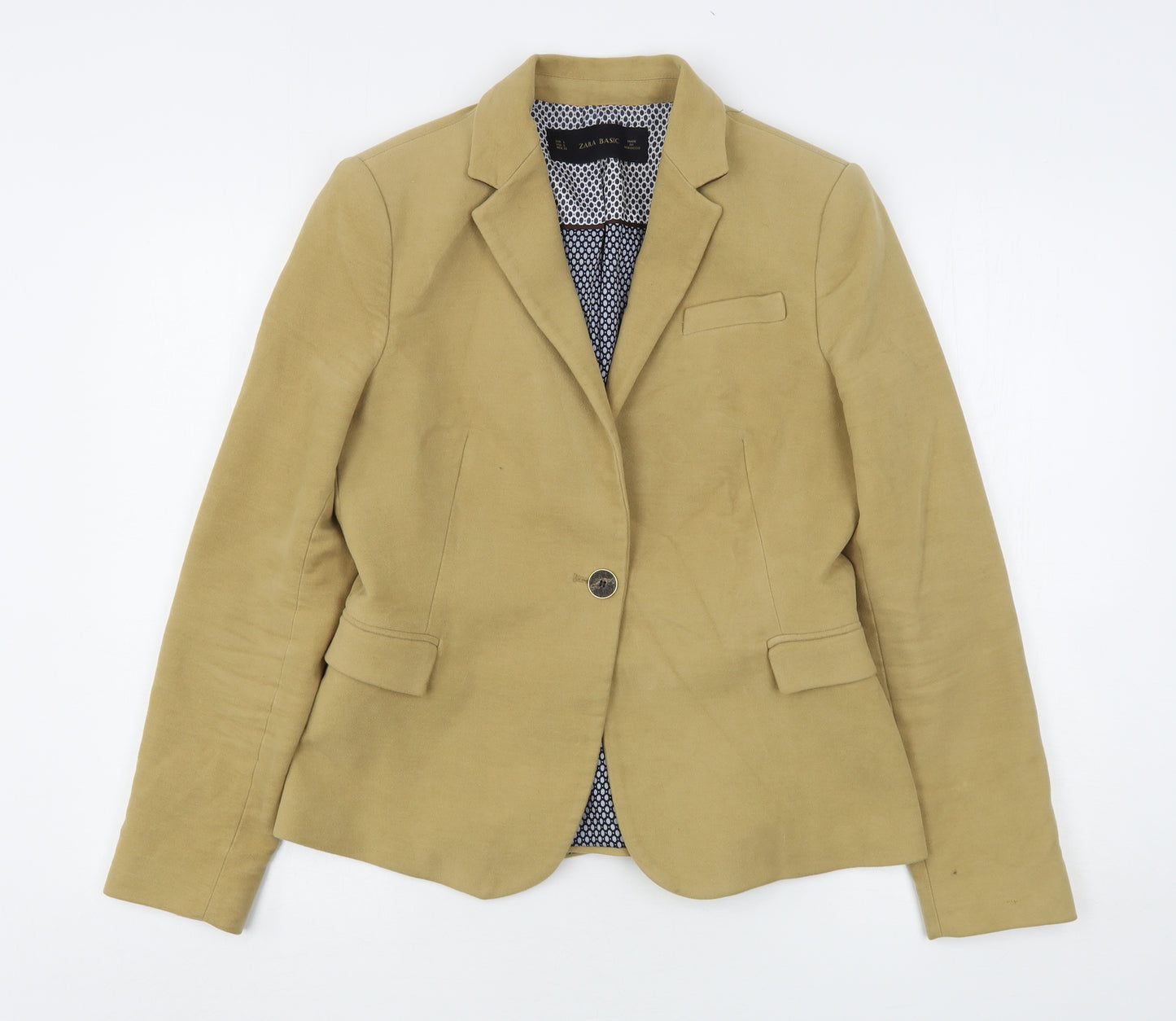 Zara Womens Beige  Cotton Jacket Blazer Size L
