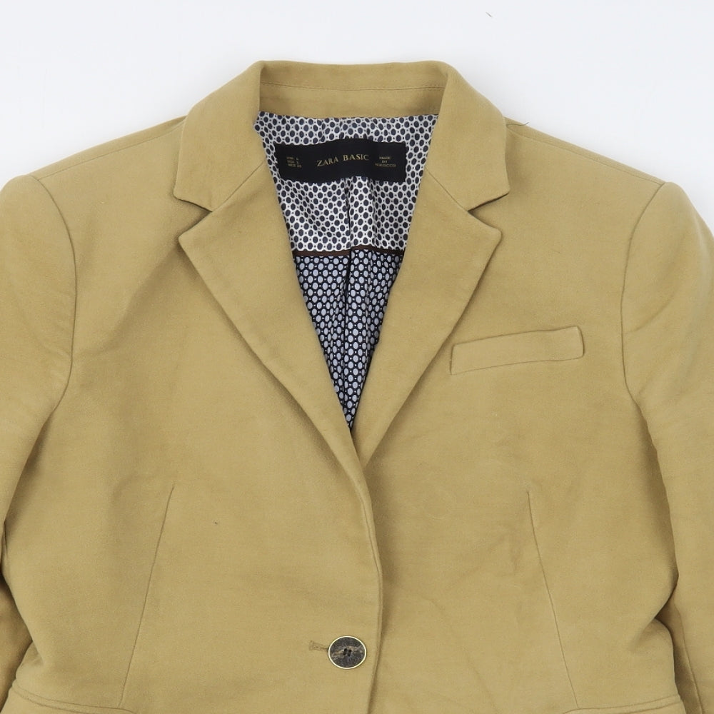 Zara Womens Beige  Cotton Jacket Blazer Size L