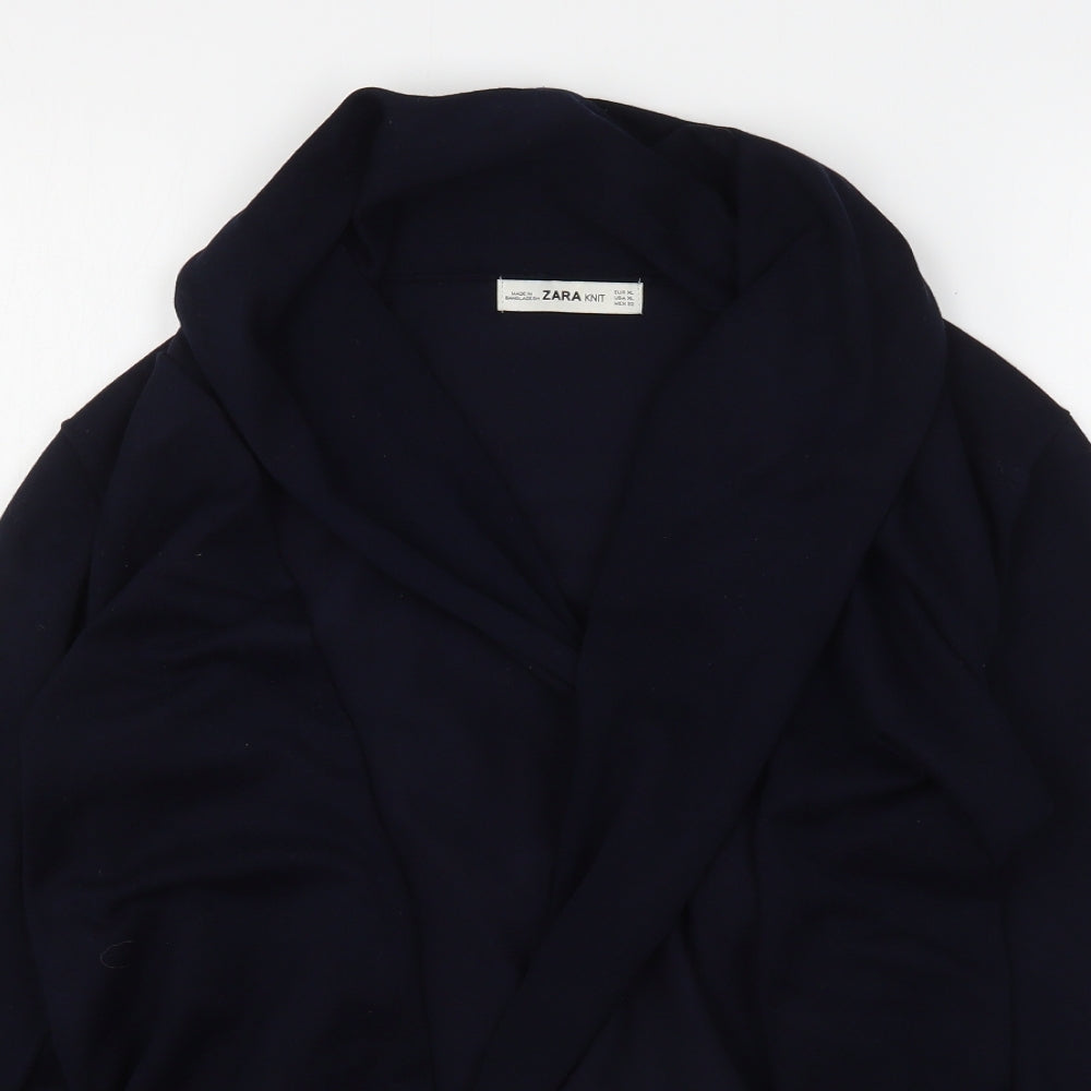 Zara Womens Blue V-Neck  Viscose Cardigan Jumper Size XL