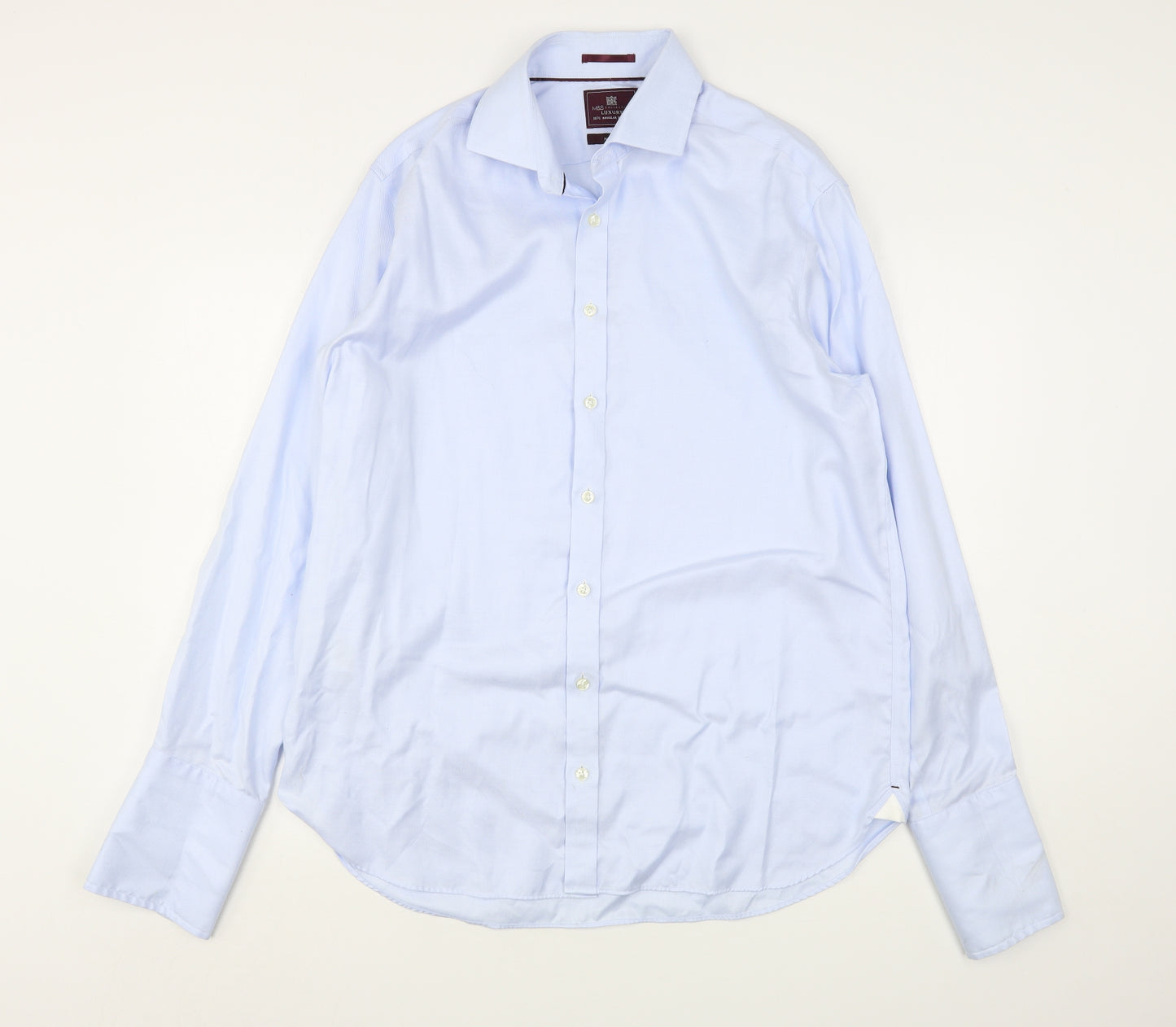 Marks and Spencer Mens Blue  Cotton  Dress Shirt Size 16.5 Collared