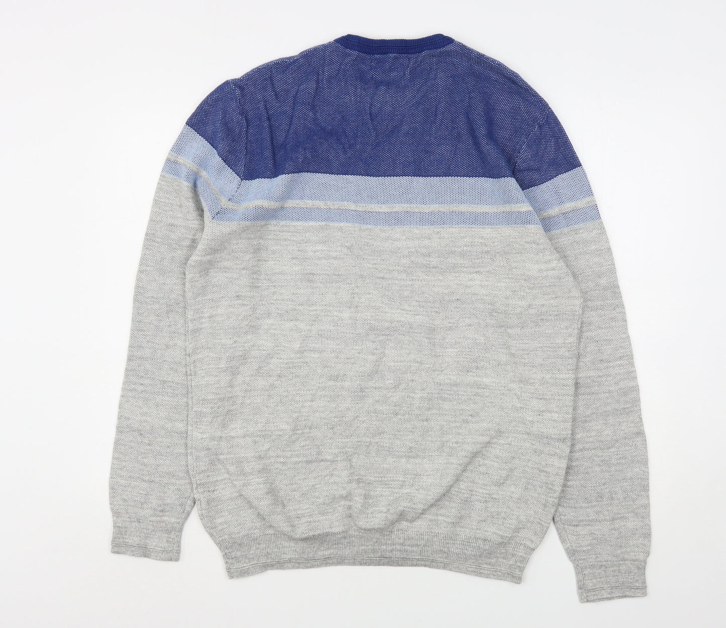 Marks and Spencer Mens Grey Round Neck  Cotton Pullover Jumper Size L