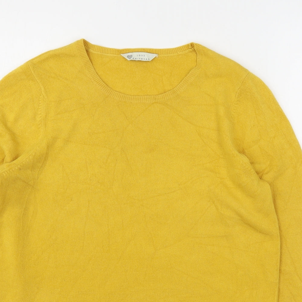 Matalan Womens Yellow Round Neck  Acrylic Pullover Jumper Size 12