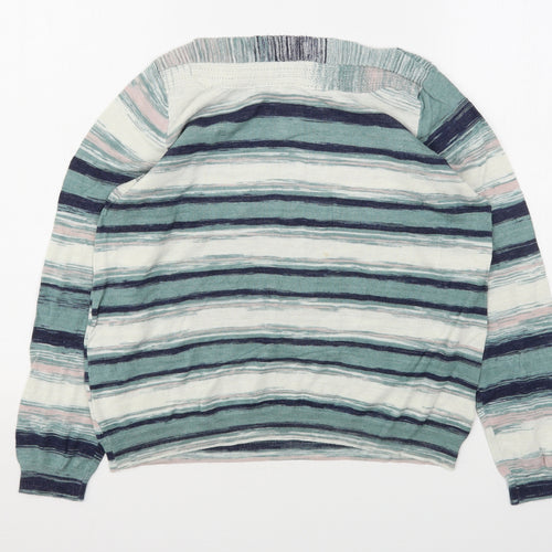 RJR.John Rocha Womens Multicoloured Boat Neck Striped Viscose Pullover Jumper Size 14