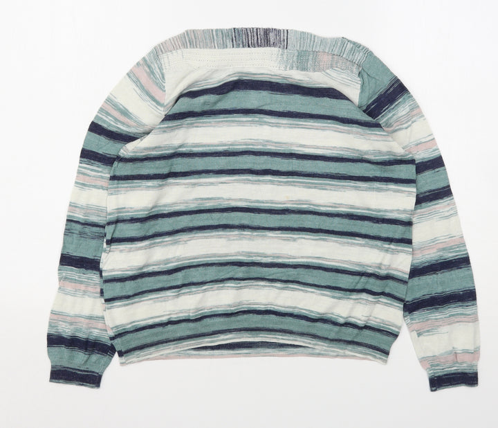 RJR.John Rocha Womens Multicoloured Boat Neck Striped Viscose Pullover Jumper Size 14