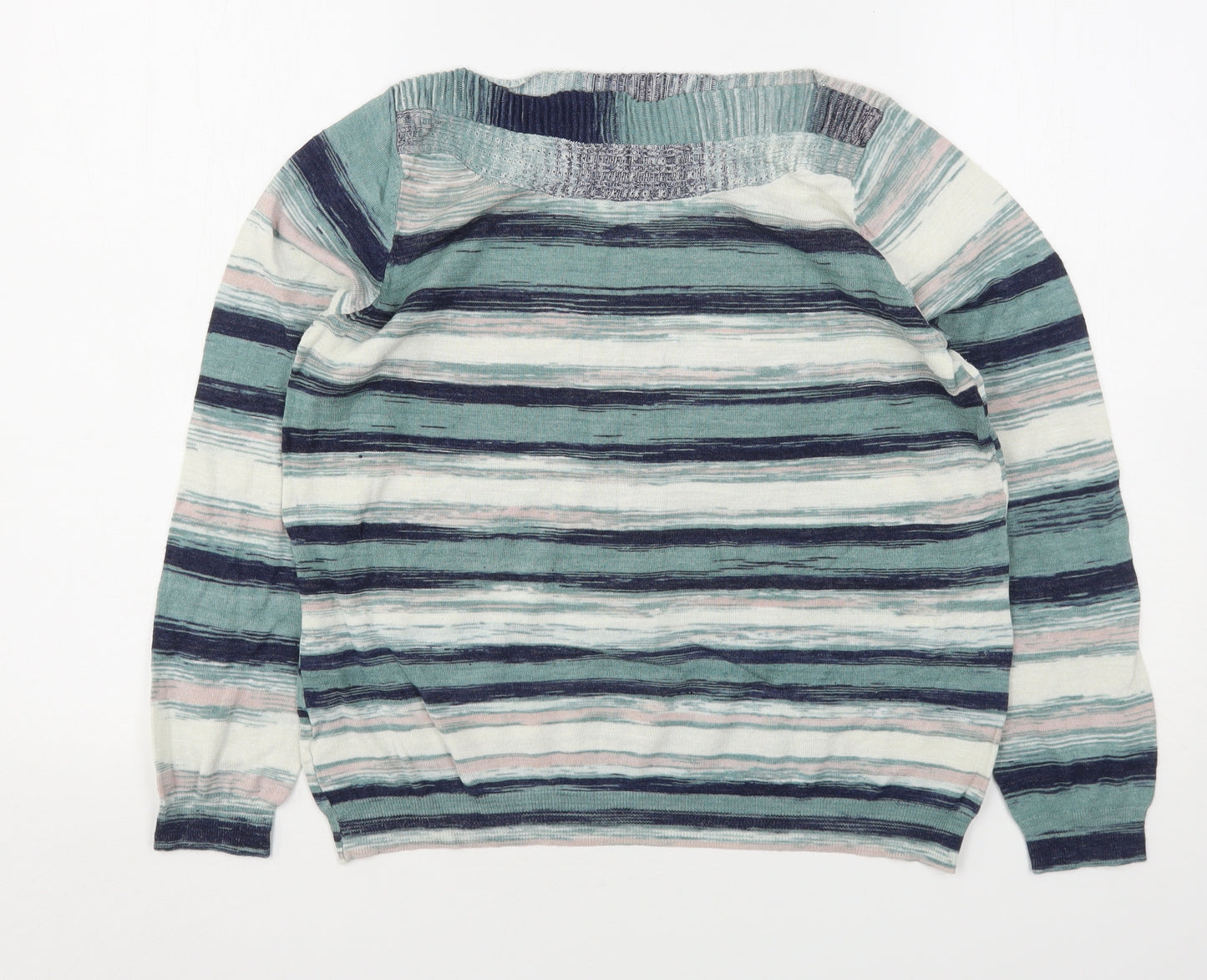 RJR.John Rocha Womens Multicoloured Boat Neck Striped Viscose Pullover Jumper Size 14