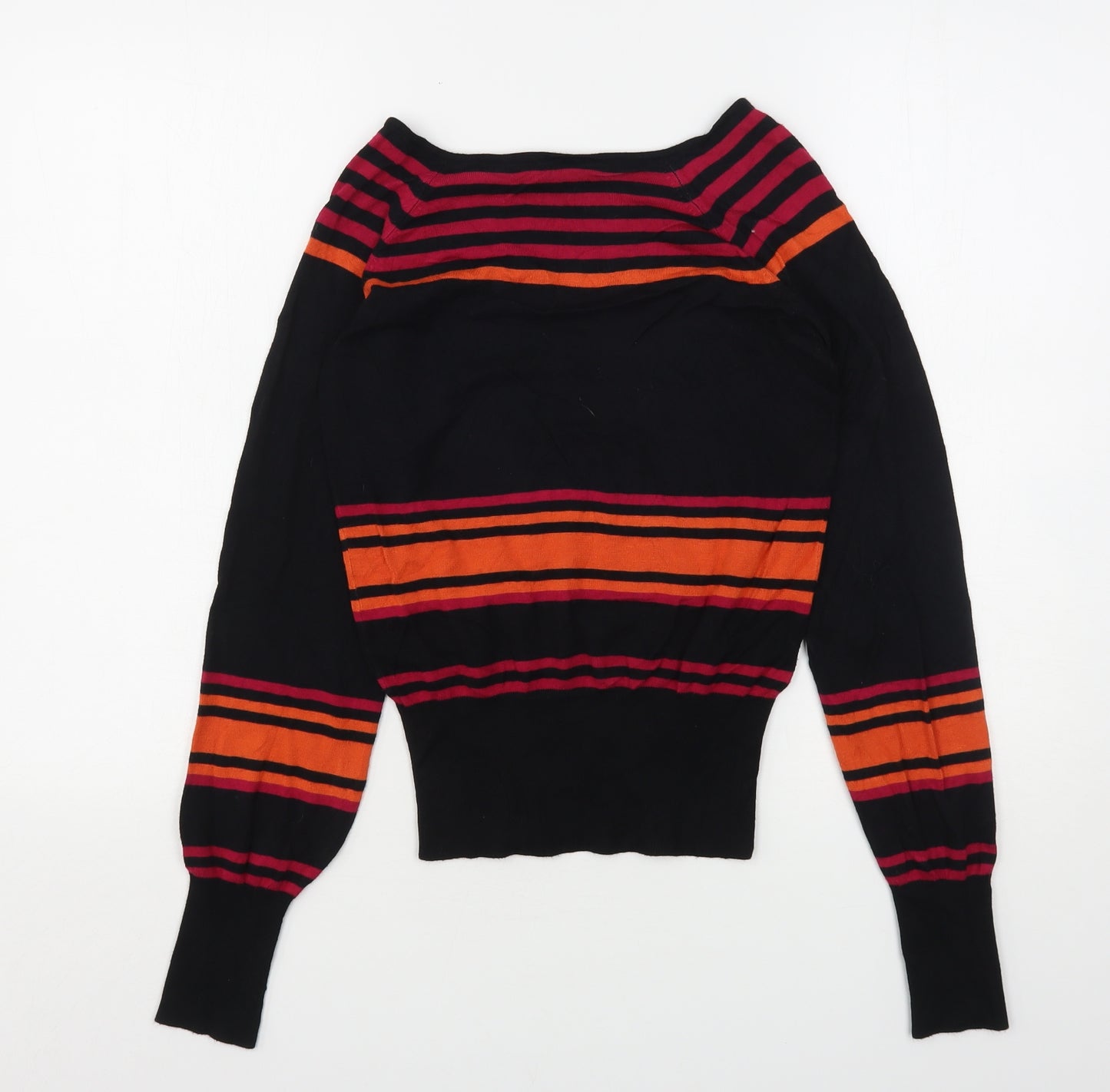 Dorothy Perkins Womens Multicoloured V-Neck Striped Viscose Pullover Jumper Size 8