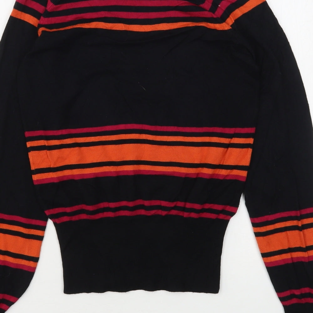 Dorothy Perkins Womens Multicoloured V-Neck Striped Viscose Pullover Jumper Size 8