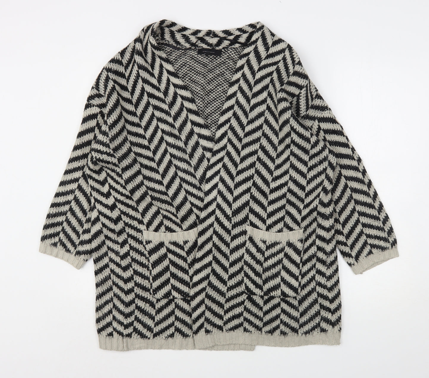 Atmosphere Womens Multicoloured V-Neck Herringbone Acrylic Cardigan Jumper Size 6