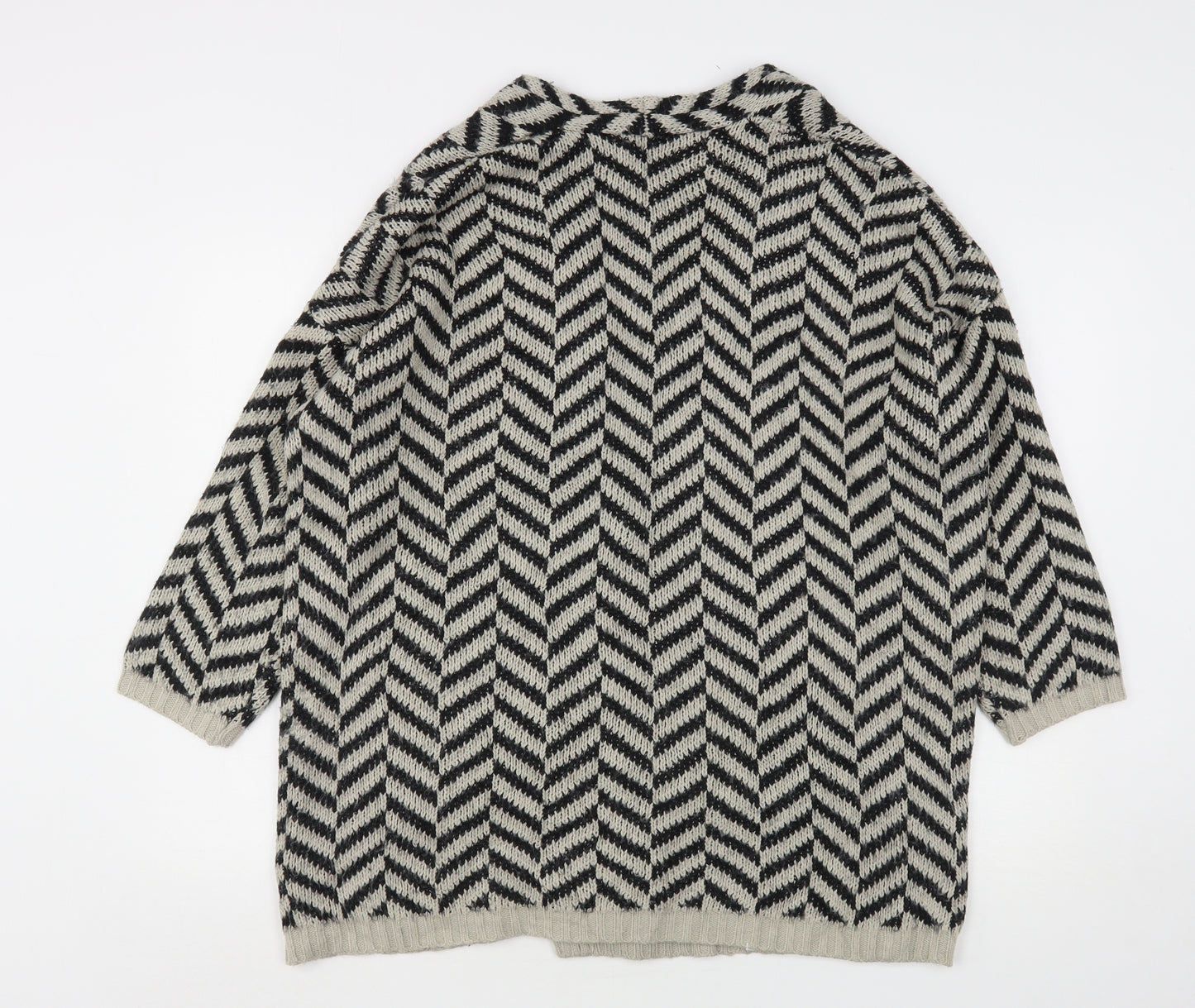 Atmosphere Womens Multicoloured V-Neck Herringbone Acrylic Cardigan Jumper Size 6