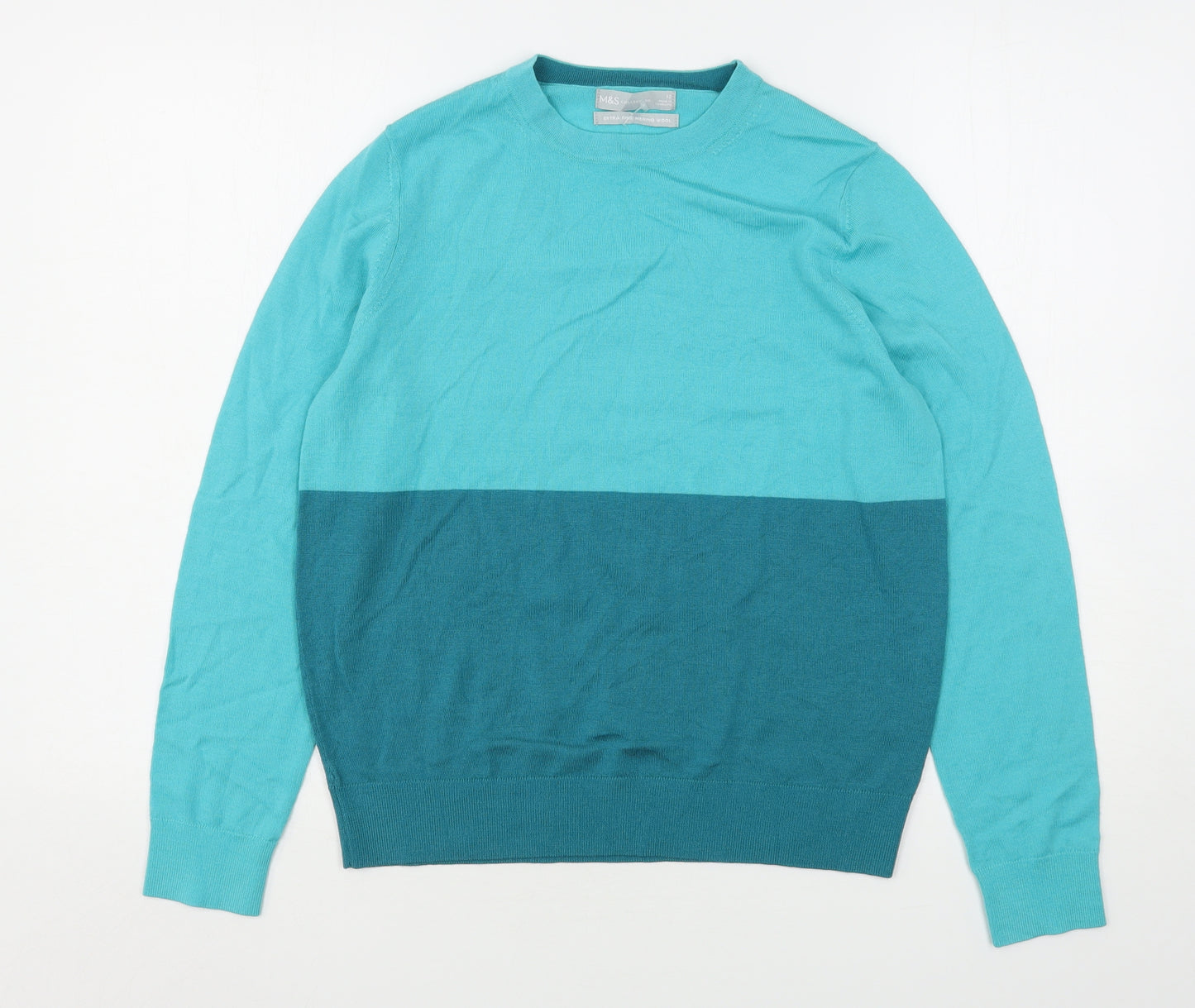 Marks and Spencer Womens Green Round Neck  Wool Pullover Jumper Size 12