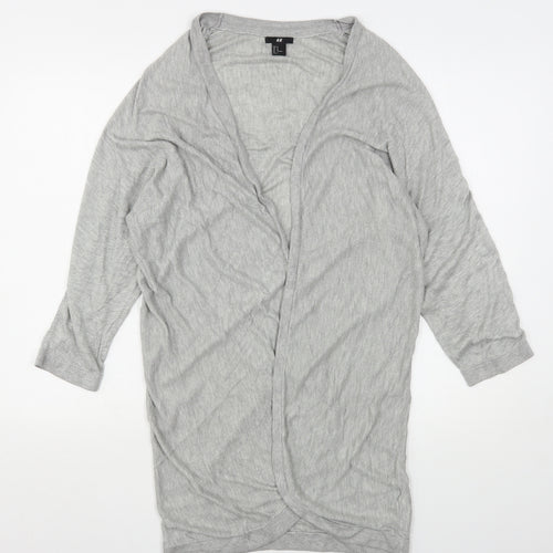 H&M Womens Grey V-Neck  Viscose Cardigan Jumper Size M