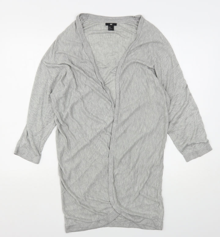 H&M Womens Grey V-Neck  Viscose Cardigan Jumper Size M
