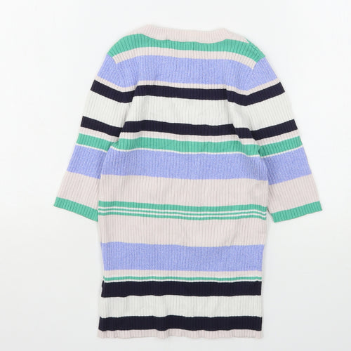 New Look Womens Multicoloured Round Neck Striped Viscose Pullover Jumper Size 8