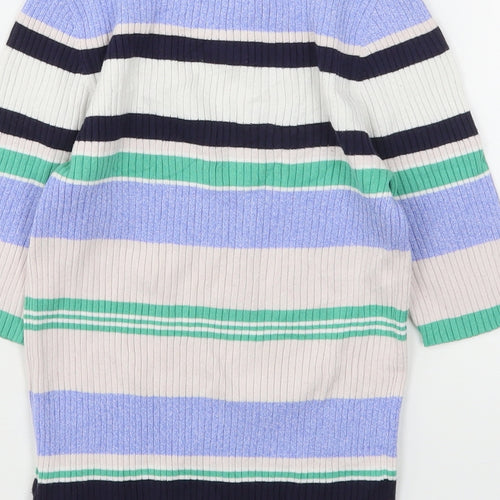 New Look Womens Multicoloured Round Neck Striped Viscose Pullover Jumper Size 8