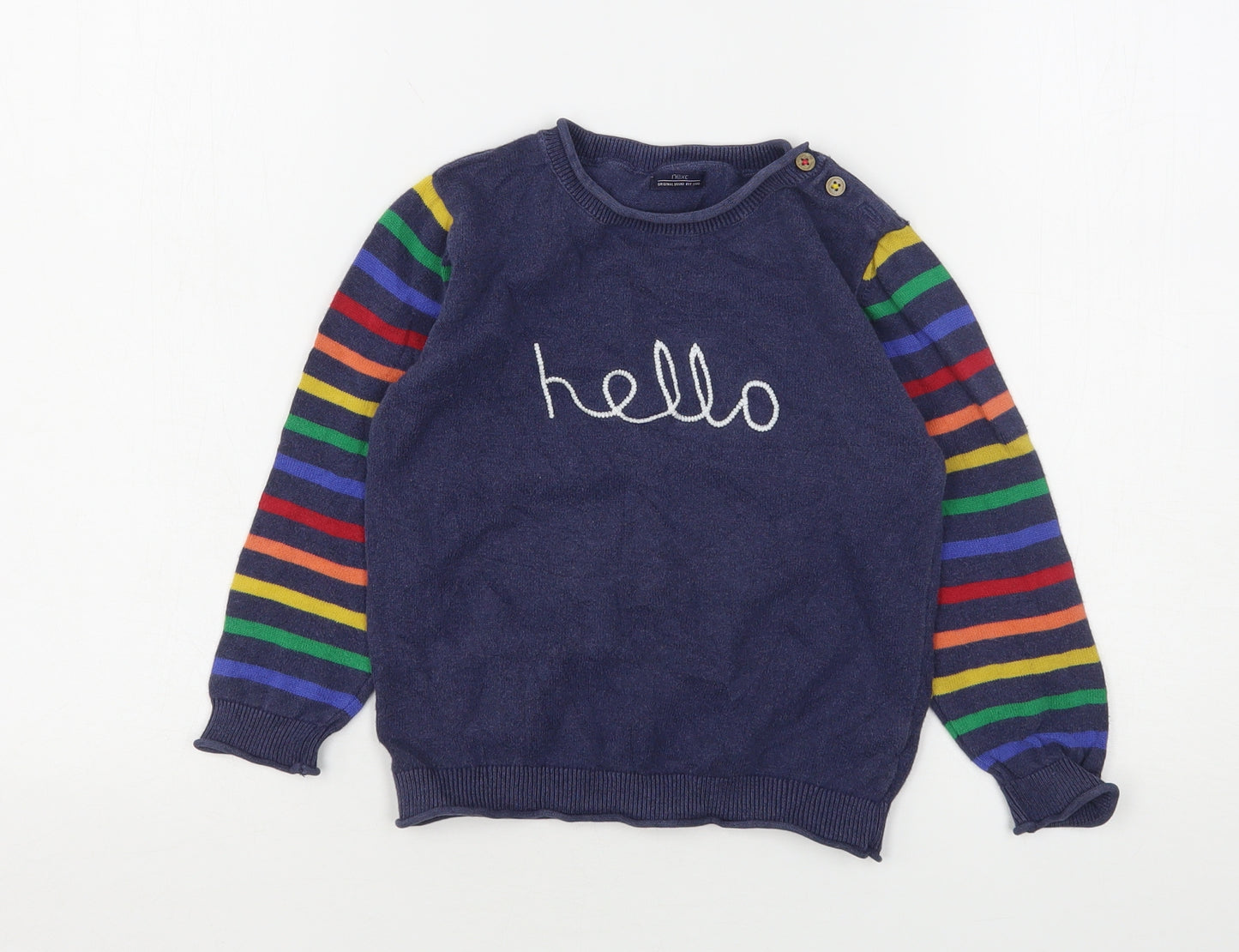 NEXT Boys Multicoloured Round Neck Striped Cotton Pullover Jumper Size 4-5 Years