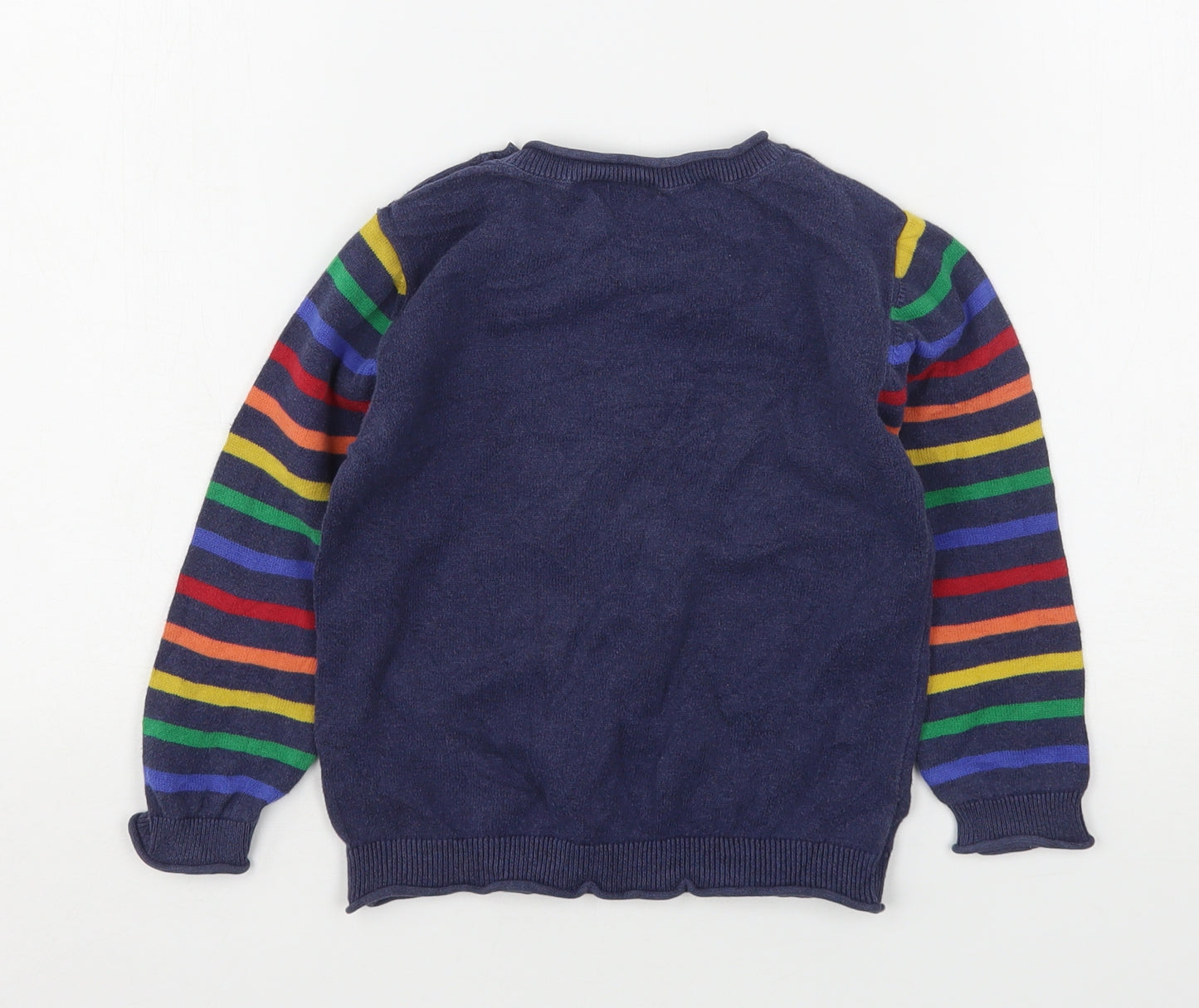 NEXT Boys Multicoloured Round Neck Striped Cotton Pullover Jumper Size 4-5 Years