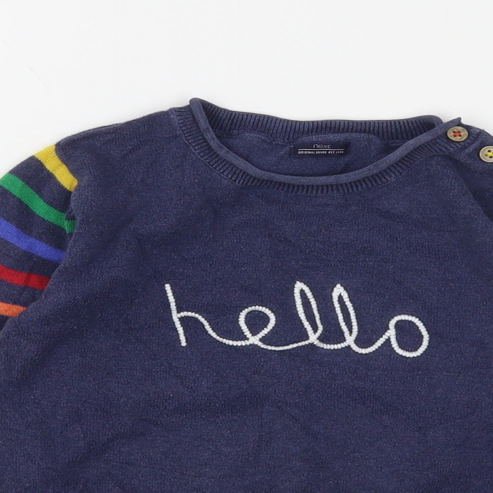 NEXT Boys Multicoloured Round Neck Striped Cotton Pullover Jumper Size 4-5 Years