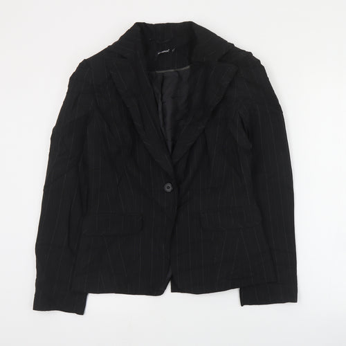 Primark Womens Black Striped Polyester Jacket Suit Jacket Size 10