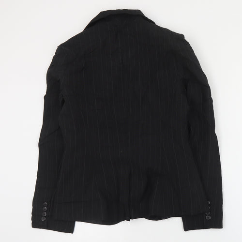 Primark Womens Black Striped Polyester Jacket Suit Jacket Size 10