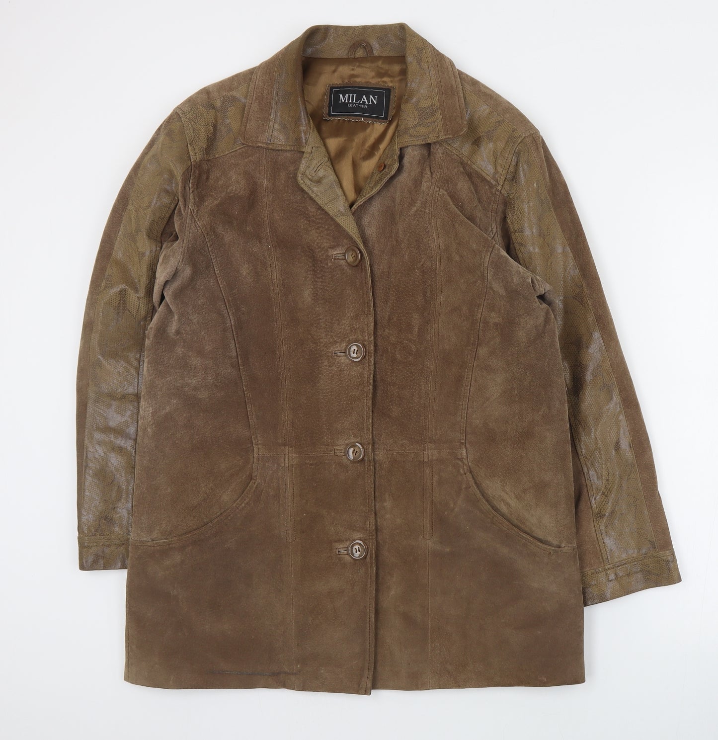 Milan  Womens Brown Floral  Overcoat Coat Size 14  Button