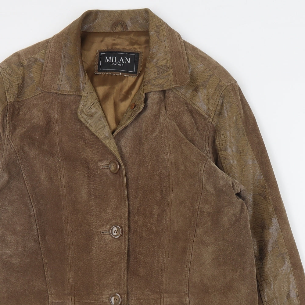 Milan  Womens Brown Floral  Overcoat Coat Size 14  Button