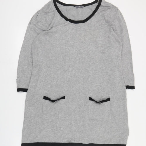 BHS Womens Grey  Viscose Jumper Dress  Size 18  Round Neck Pullover
