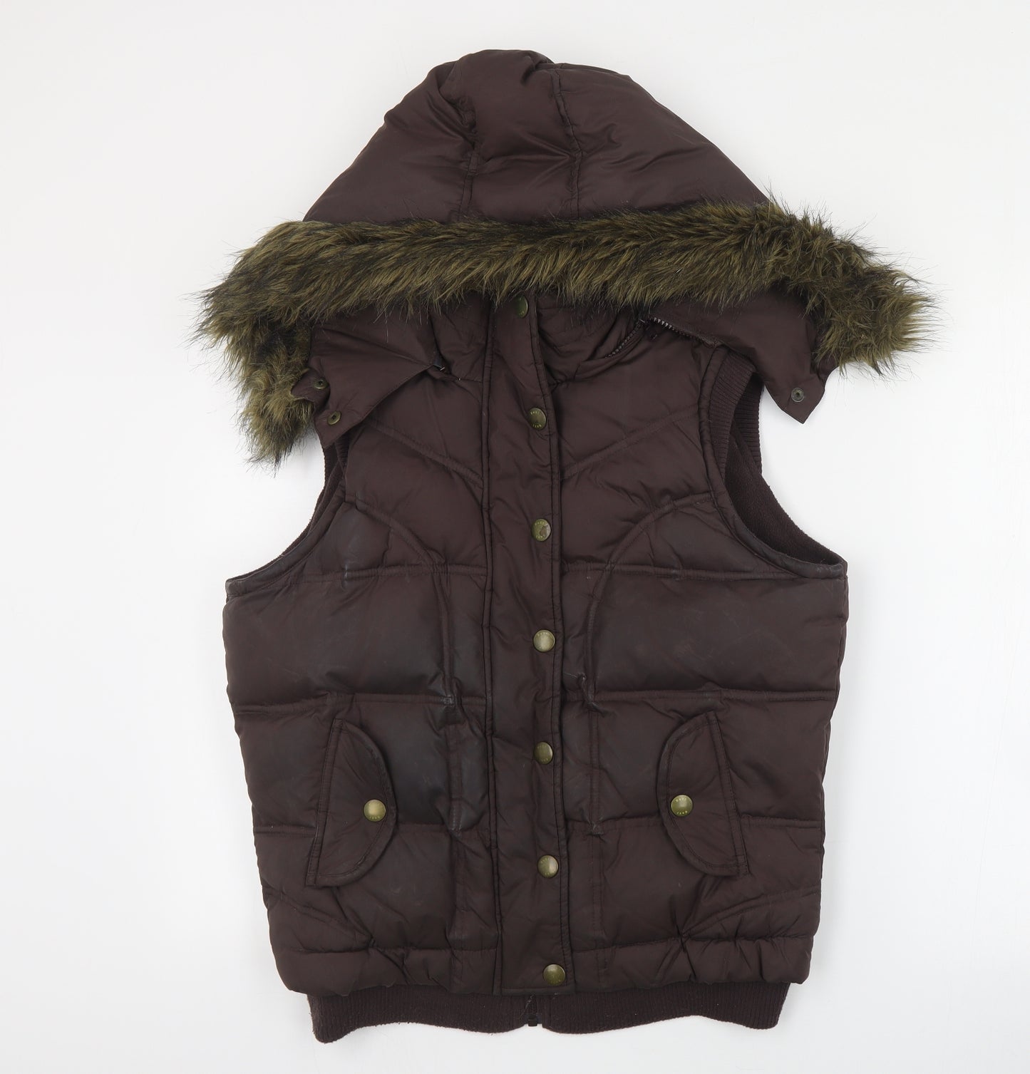 NEXT Womens Brown   Gilet Coat Size 14  Zip