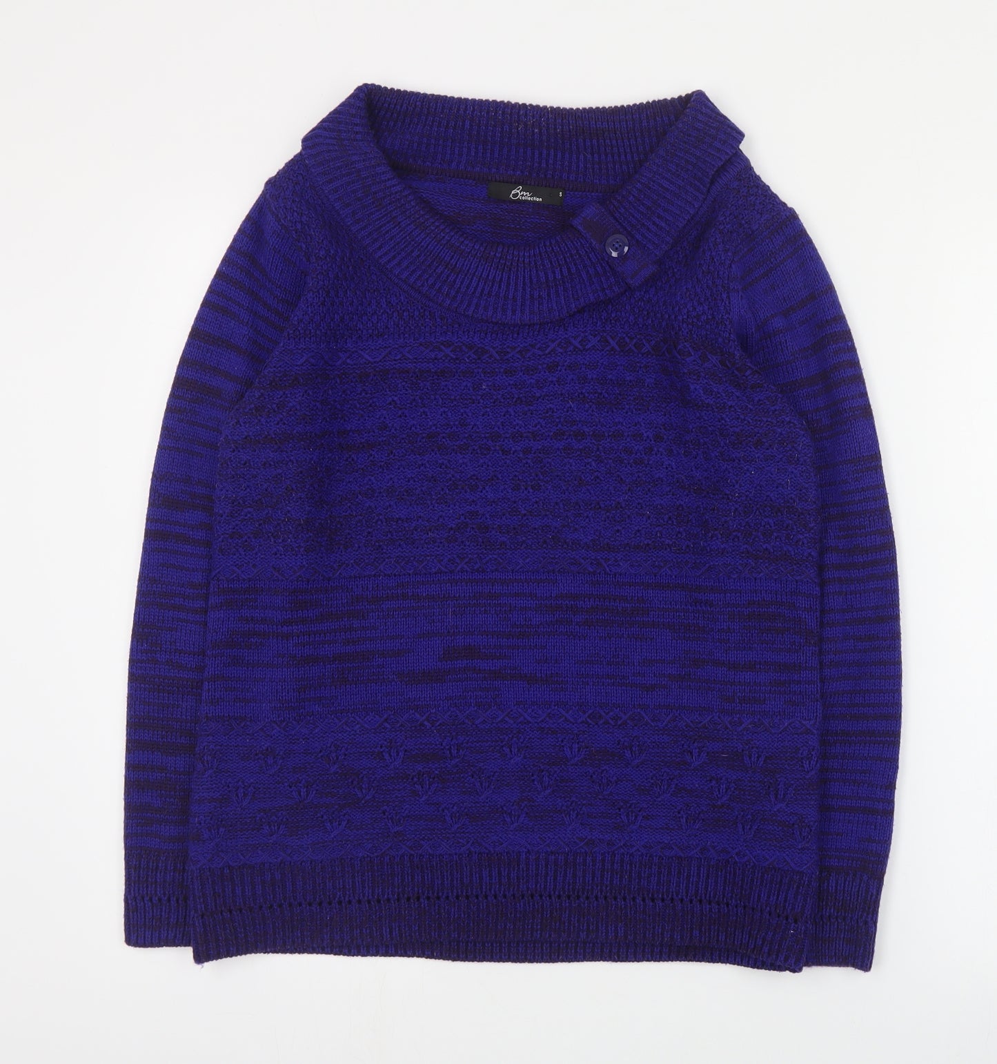 Bonmarché Womens Blue Round Neck  Acrylic Pullover Jumper Size S