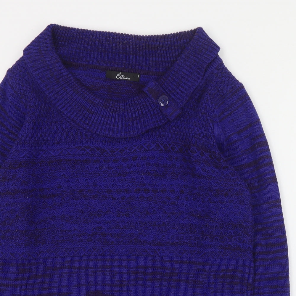 Bonmarché Womens Blue Round Neck  Acrylic Pullover Jumper Size S