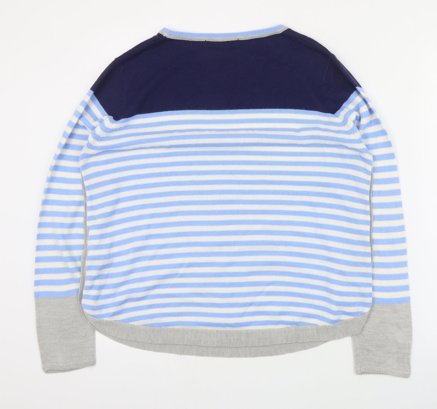 Julipa Womens Blue Round Neck Striped Acrylic Pullover Jumper Size 12   - 12/14