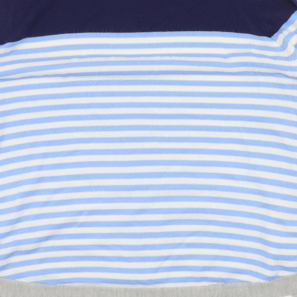Julipa Womens Blue Round Neck Striped Acrylic Pullover Jumper Size 12   - 12/14