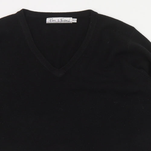 Pure & Natural Womens Black V-Neck  Acetate Pullover Jumper Size 18   - 18 / 20