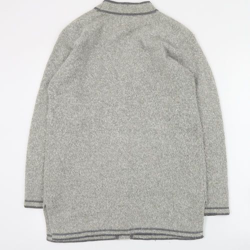 Roman Womens Grey V-Neck  Nylon Cardigan Jumper Size S