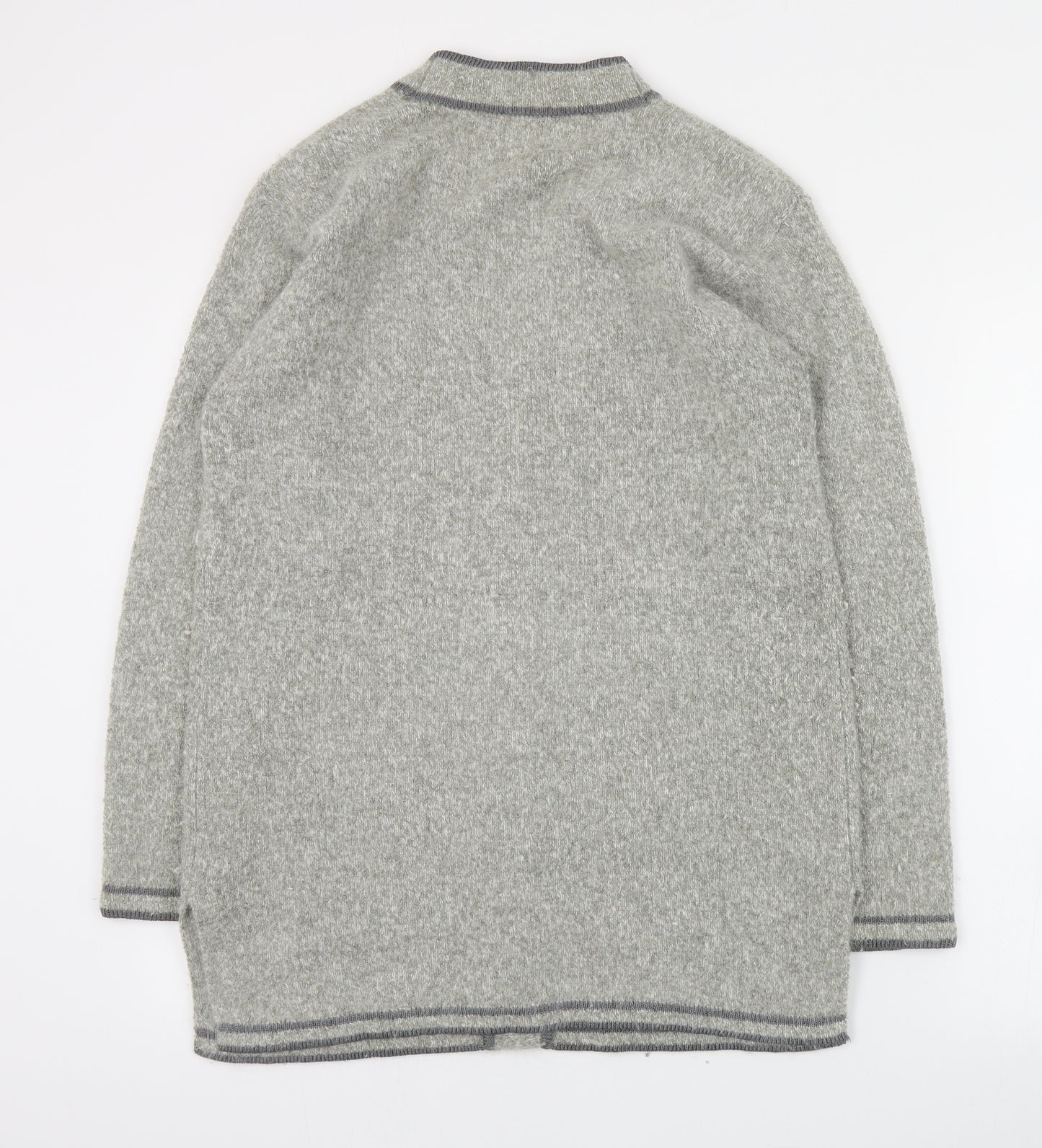 Roman Womens Grey V-Neck  Nylon Cardigan Jumper Size S