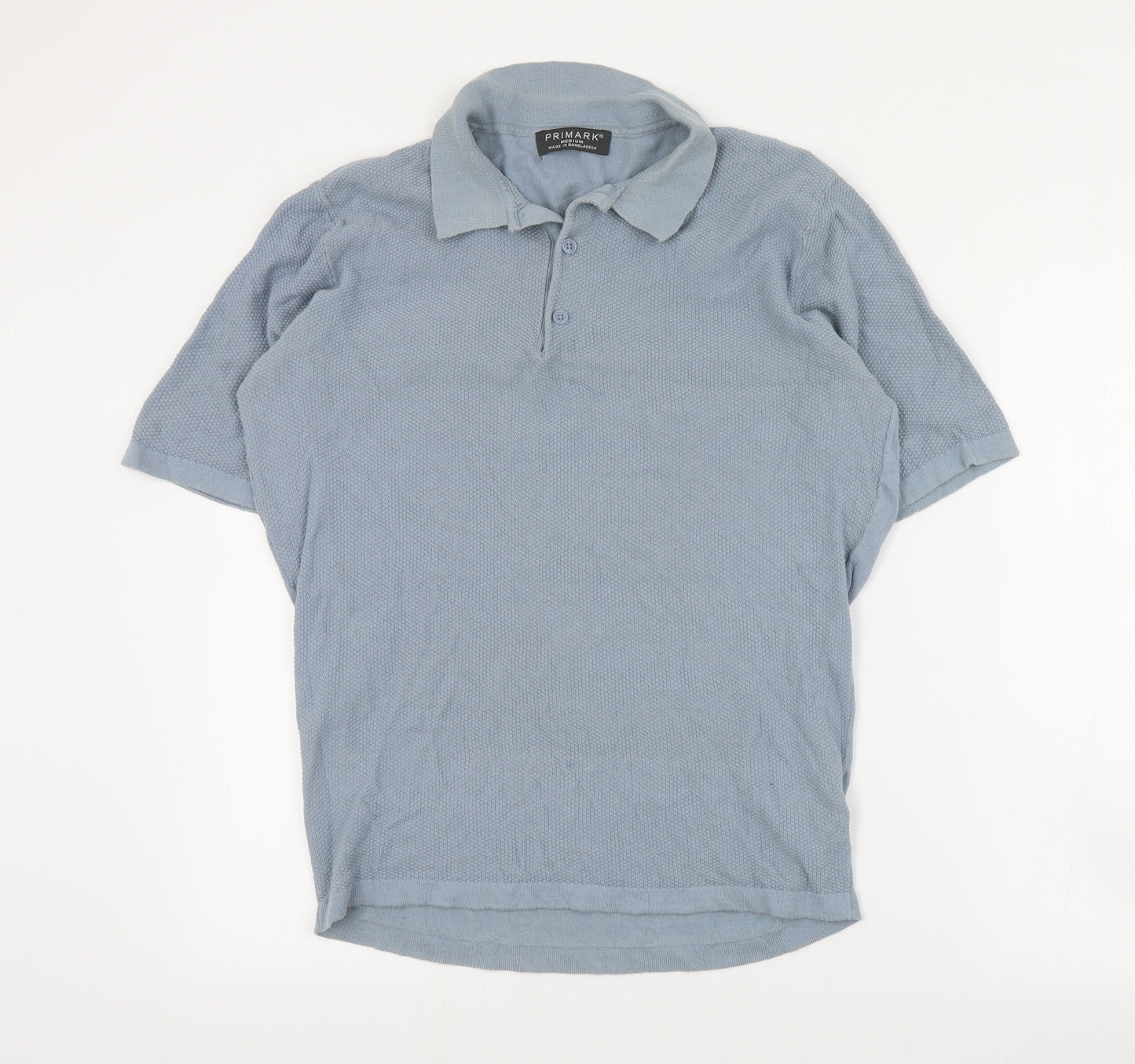 Primark Mens Blue  Cotton  Polo Size M Collared Button