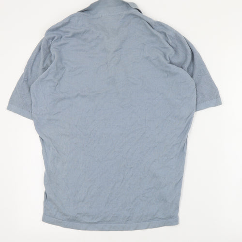 Primark Mens Blue  Cotton  Polo Size M Collared Button