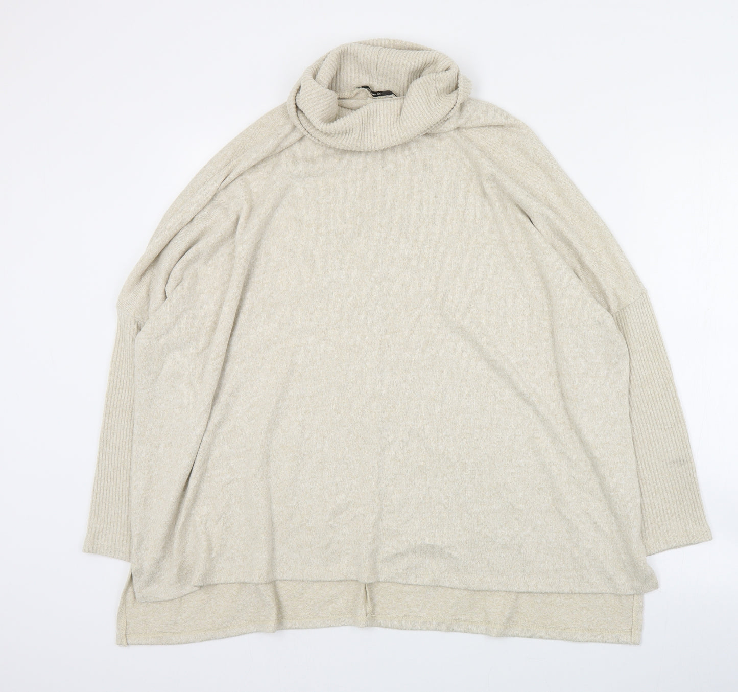 George Womens Beige Roll Neck  Viscose Pullover Jumper Size L