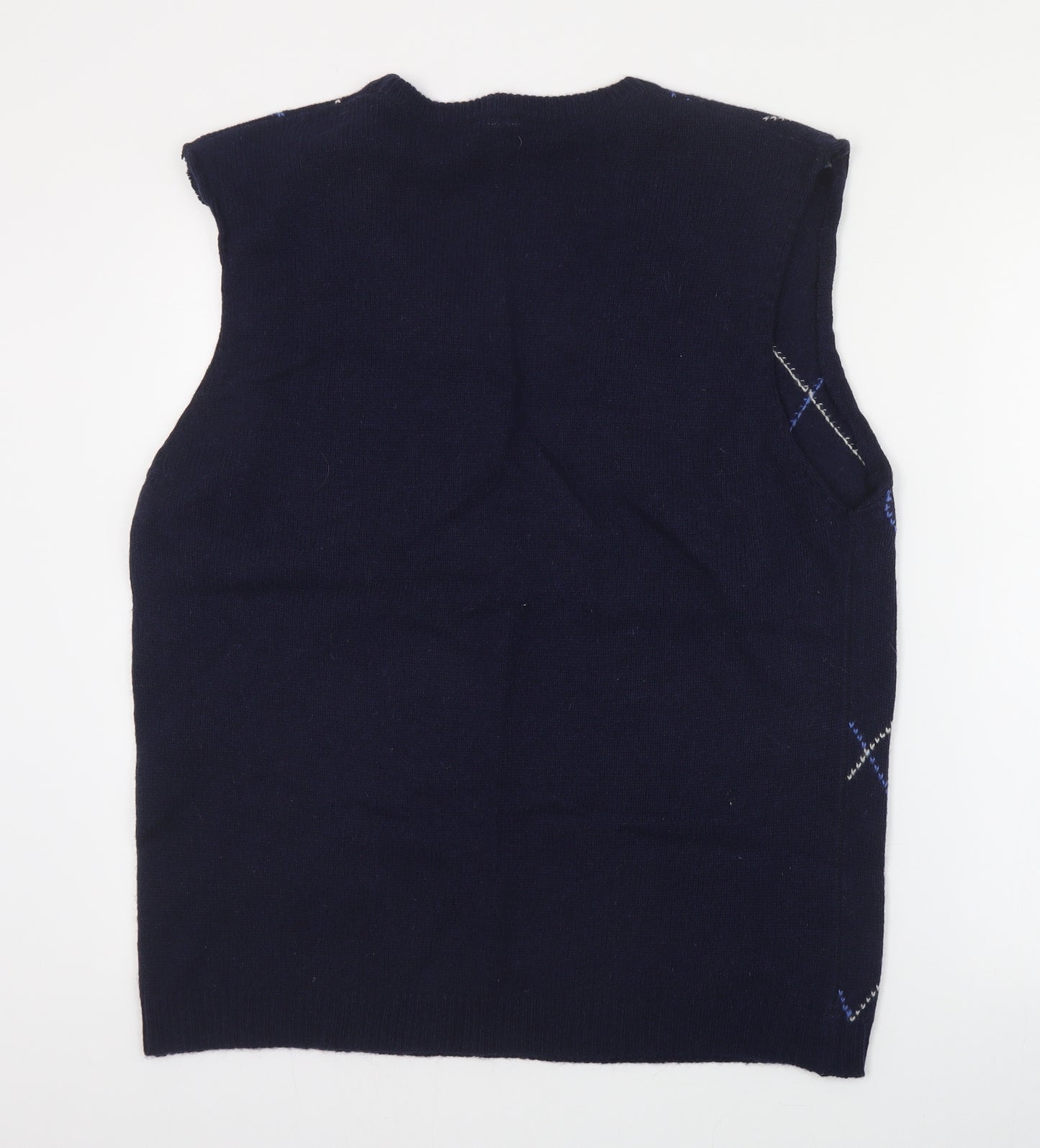 Crane Golf Mens Blue V-Neck Argyle/Diamond Wool Vest Jumper Size XL