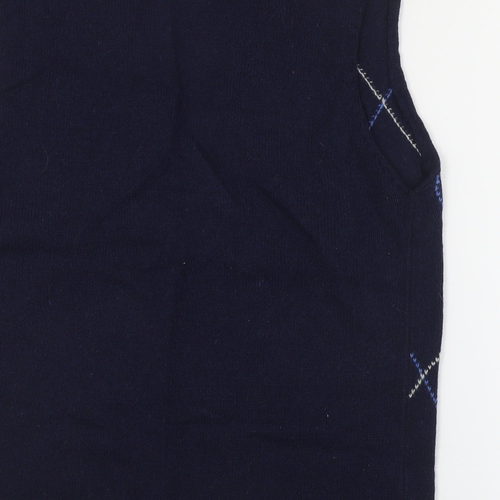 Crane Golf Mens Blue V-Neck Argyle/Diamond Wool Vest Jumper Size XL