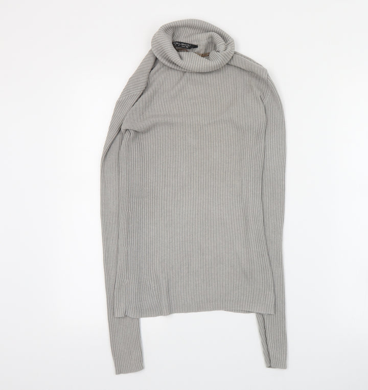 Select Womens Grey Roll Neck Acetate Pullover Jumper Size 8