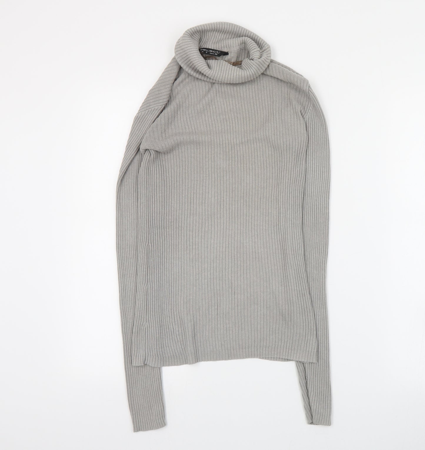 Select Womens Grey Roll Neck  Acetate Pullover Jumper Size 8