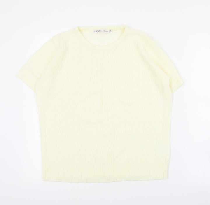 EWM Womens Ivory Round Neck Acrylic Pullover Jumper Size M