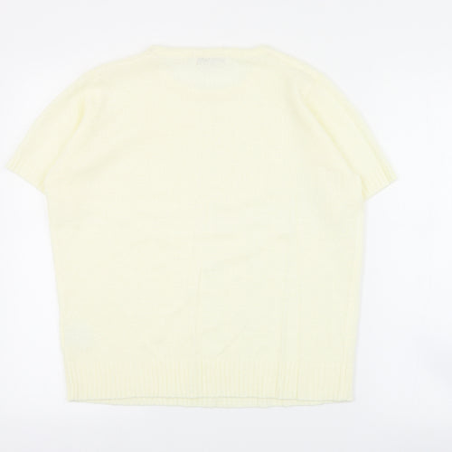 EWM Womens Ivory Round Neck  Acrylic Pullover Jumper Size M