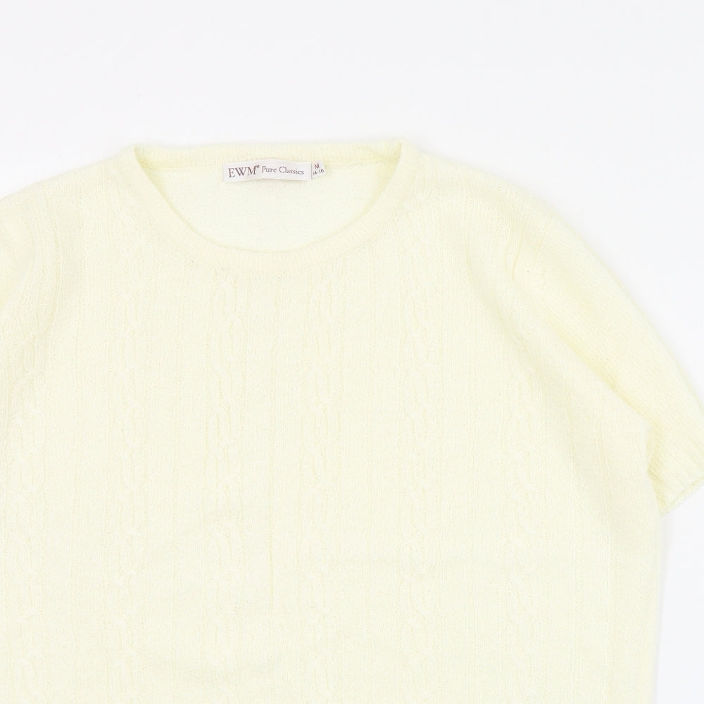 EWM Womens Ivory Round Neck  Acrylic Pullover Jumper Size M