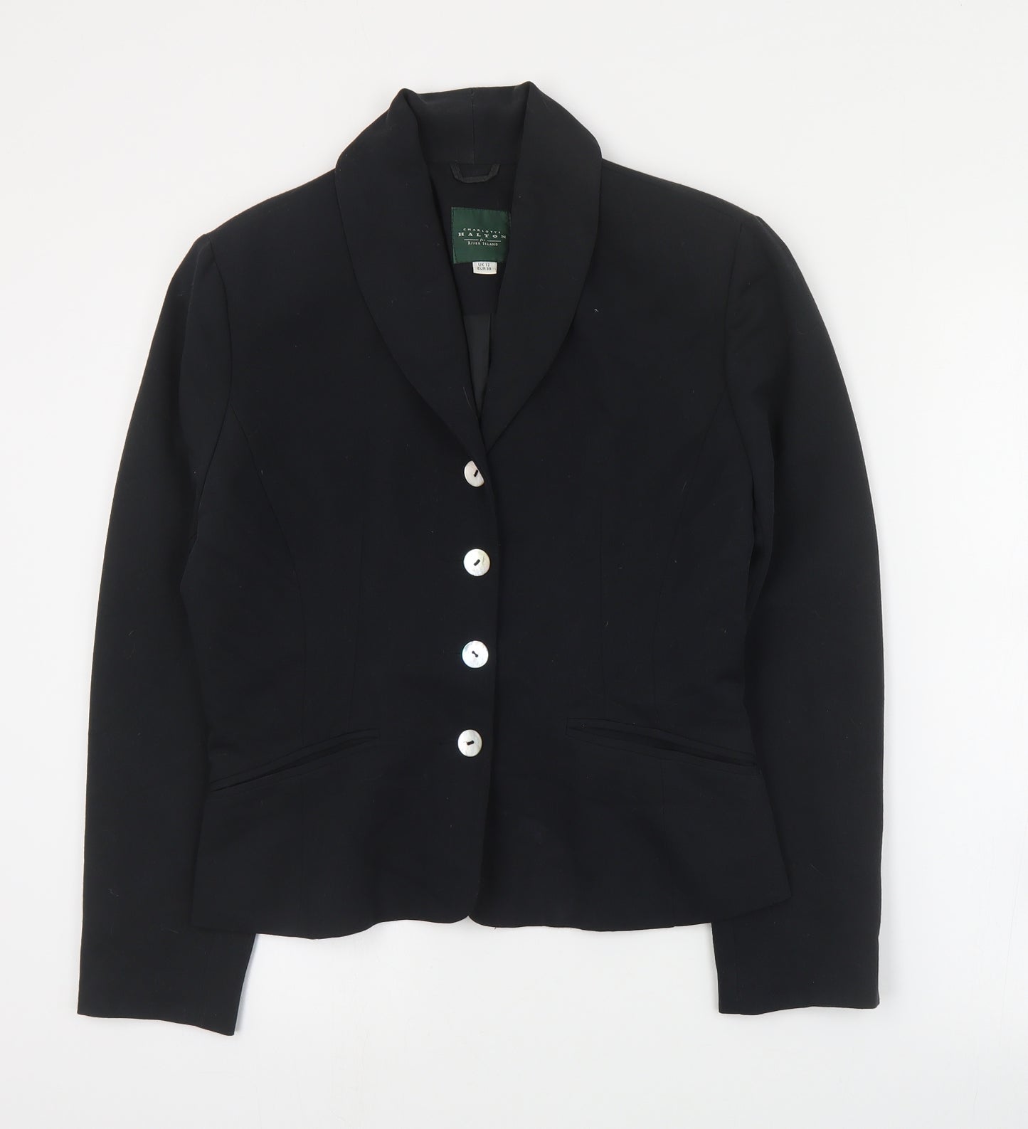 Halton Womens Black  Polyester Jacket Suit Jacket Size 12
