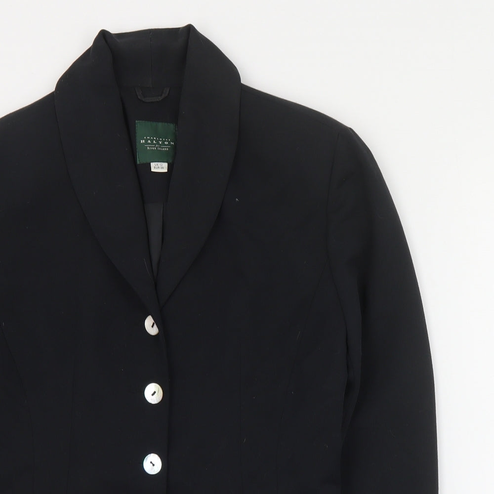 Halton Womens Black  Polyester Jacket Suit Jacket Size 12